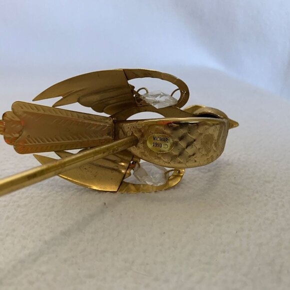 Vicmar 1993 Gold Plated Austrian Crystal Blue Jay Bird Figurines 5” Set of 2 - Picture 10 of 10